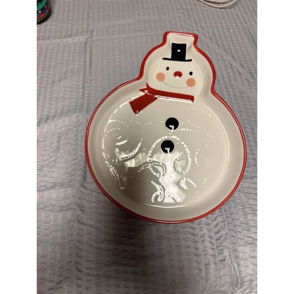 Hallmark Snowman Candy Cookie Dish‎ Christmas Serving Dish